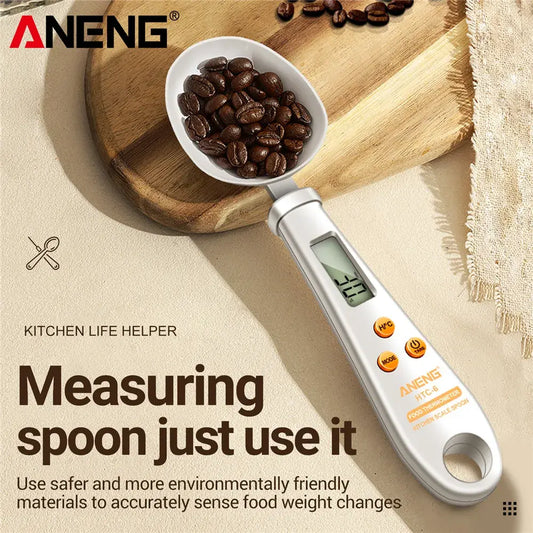 2 in 1 Electronic Kitchen Scale LCD Digital Measuring Food Flour Digital Spoon Scale Mini Kitchen Tool Forfood Thermometer Scale